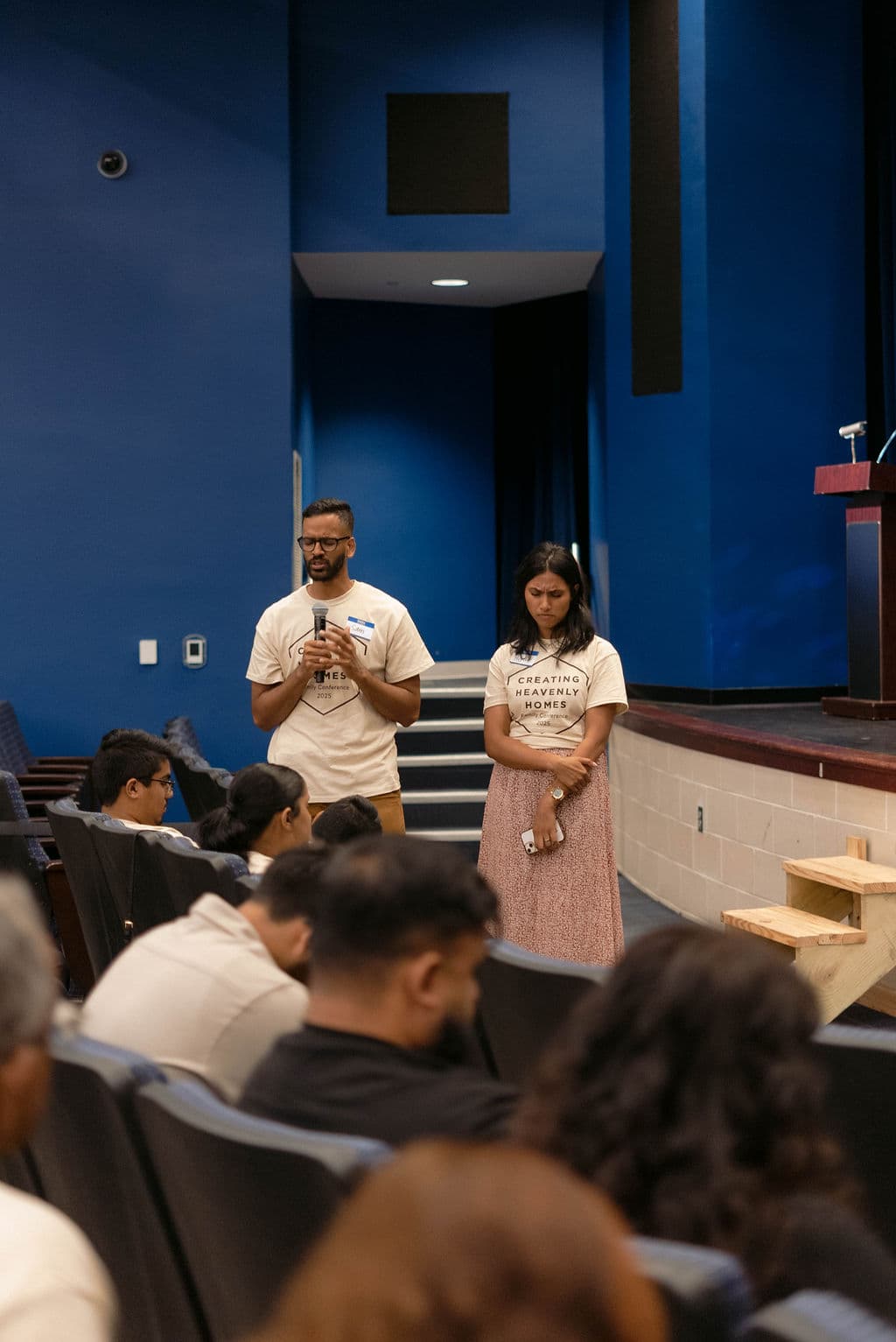 Pastor Sam Thomas and wife Hepsy Thomas praying at Family Conference Sunnyvale